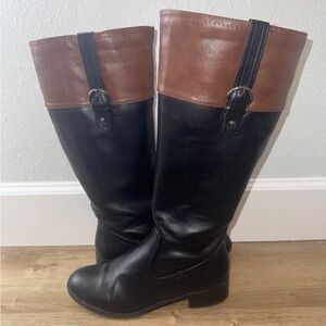 Black and Brown Knee-High ‘Riding’ Boots
